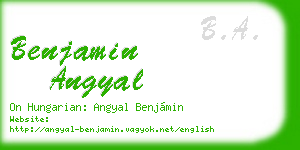 benjamin angyal business card